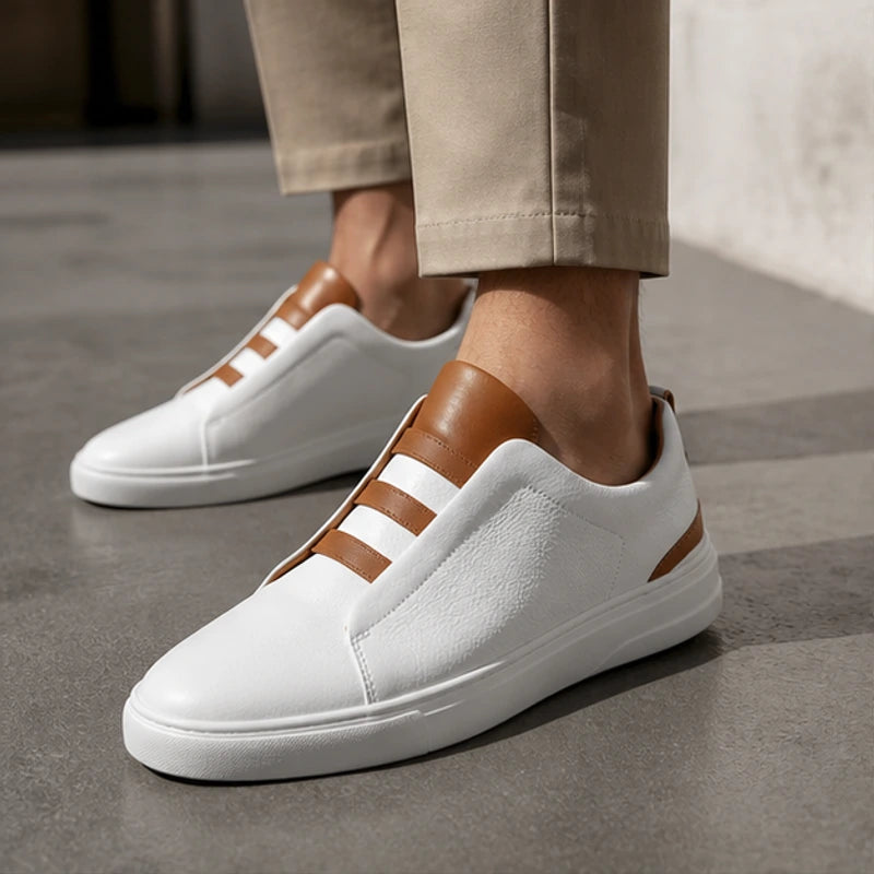 Vantinio Genuine Leather Sneakers - White - casual shoes - Hendlys - Image 5