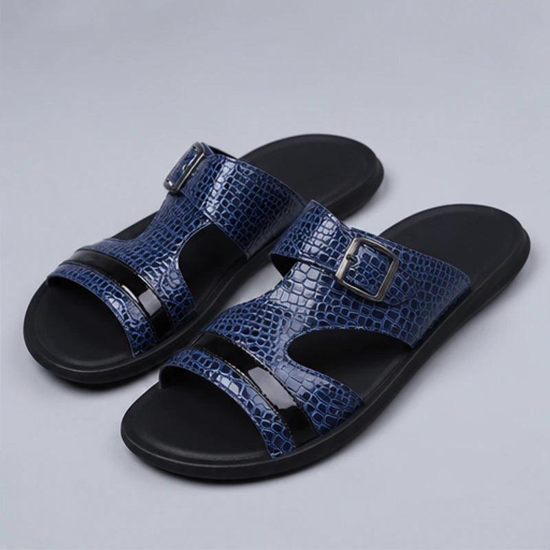 Vardon Open-Weave Leather Sandal - Blue - men's sandals - Hendlys - Image 2