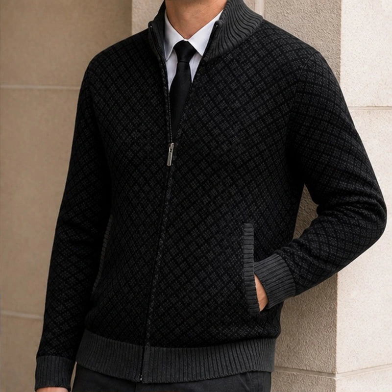 Westbury Zip Knit Sweater - Black - Men's Clothing > Sweaters & Cardigans > Full-Zip Sweaters - Hendlys - Image 1