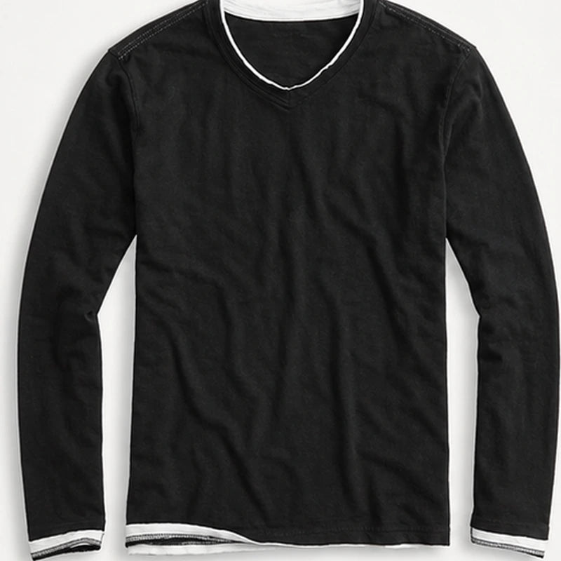 Kasane Cotton Long Sleeve Shirt - Black - Shirt - Hendlys - Image 1