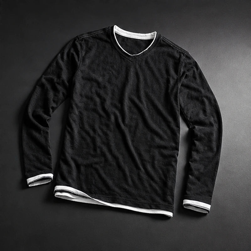 Kasane Cotton Long Sleeve Shirt - Black - long sleeve shirt - Hendlys - Image 3