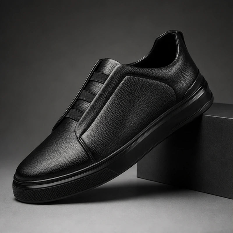 Vantinio Genuine Leather Sneakers - Black - Sneakers - Hendlys - Image 1