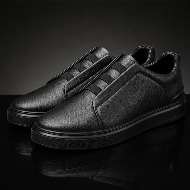 Vantinio Genuine Leather Sneakers - Black - mens sneakers - Hendlys - Image 2