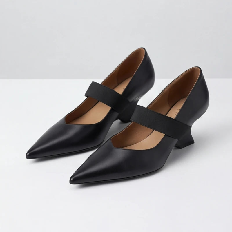 Marla Genuine Leather Heels - Black - leather heels - Hendlys - Image 3