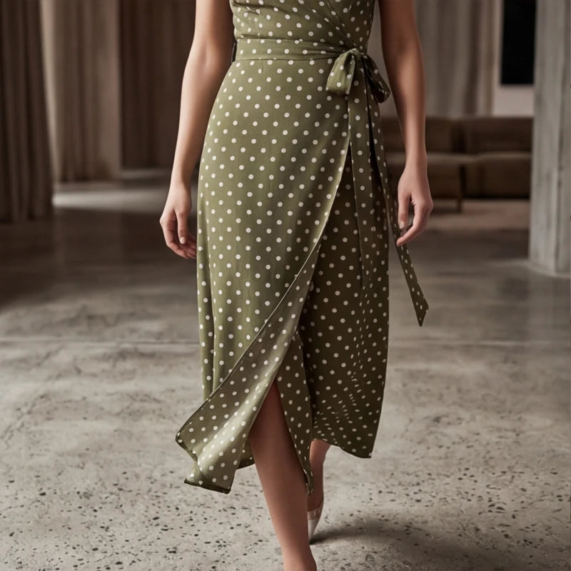 Santorini Maxi Polka Dot Dress - Green - polka dot dress - Hendlys - Image 4