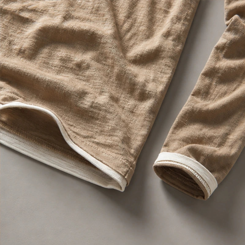 Kasane Cotton Long Sleeve Shirt - Brown - long sleeve shirt - Hendlys - Image 3