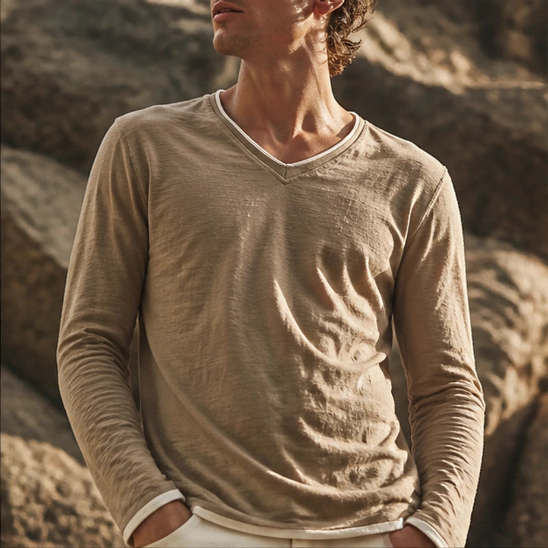 Kasane Cotton Long Sleeve Shirt - Brown - japanese style - Hendlys - Image 5