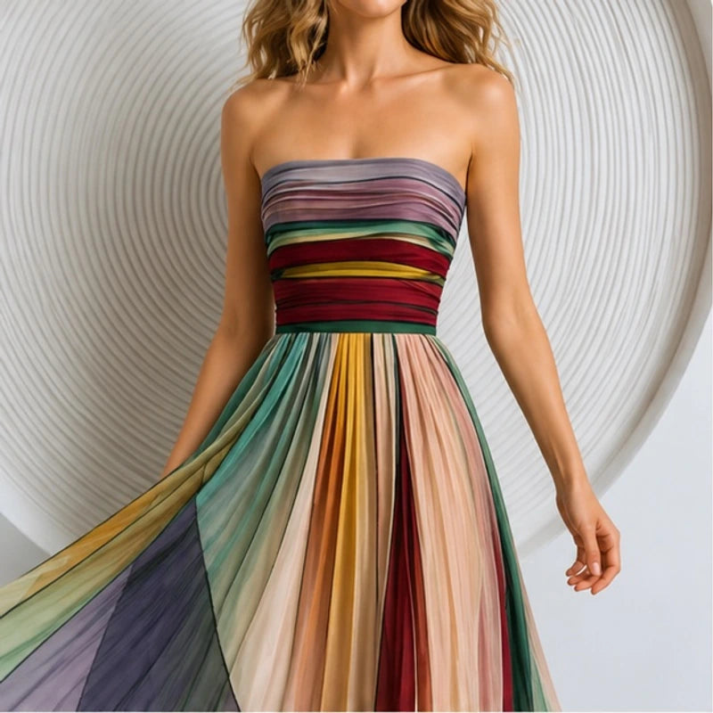 Zélie Strapless Flowy Maxi Dress - Multi-Color - Women's Clothing > Dresses > Maxi Dresses - Hendlys - Image 4