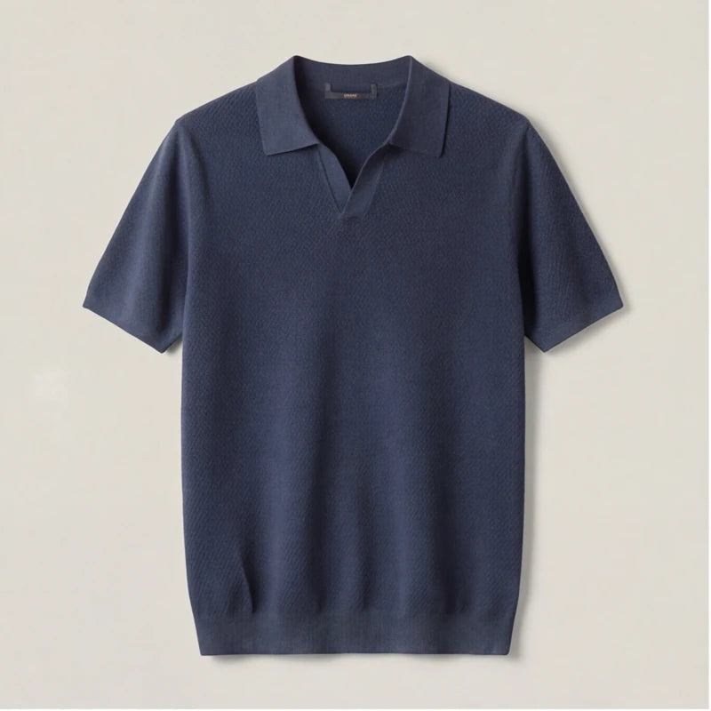 San Sebastian Knit Polo Shirt - Navy Blue - men's polo - Hendlys - Image 1