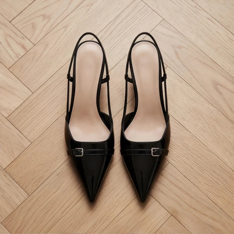 Zena Ryan Slingback Pump - Black - vegan leather - Hendlys - Image 5