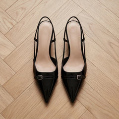Zena Ryan Slingback Pump - Black - vegan leather - Hendlys - Image 5