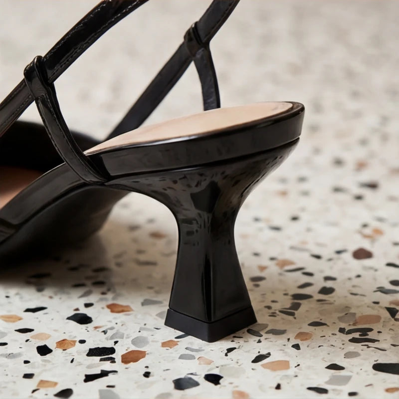 Zena Ryan Slingback Pump - Black - tapered heel - Hendlys - Image 6