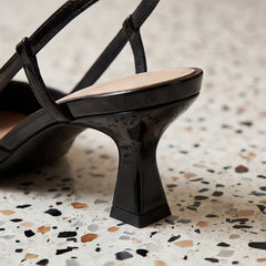 Zena Ryan Slingback Pump - Black - tapered heel - Hendlys - Image 6