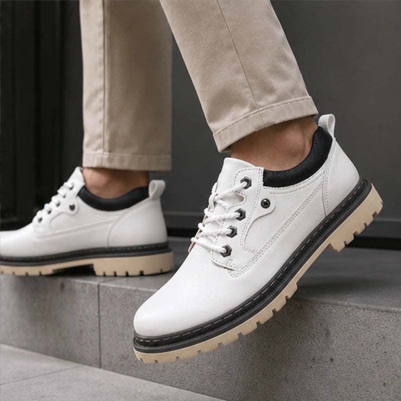 Kingsley Leather Casual Shoe - White - leather shoes - Hendlys - Image 5