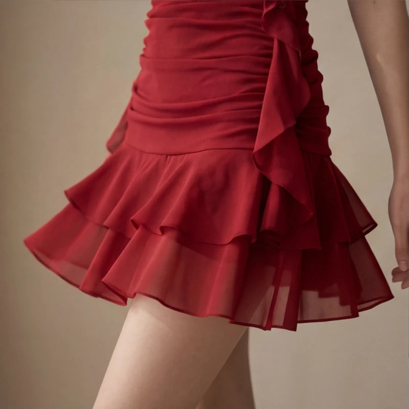 Portofino Ruffle Dress - Red - cotton blend - Hendlys - Image 5