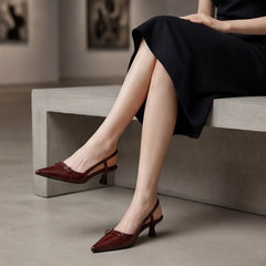 Zena Ryan Slingback Pump - Burgundy - vegan leather - Hendlys - Image 5