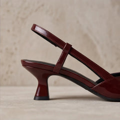 Zena Ryan Slingback Pump - Burgundy - tapered heel - Hendlys - Image 6
