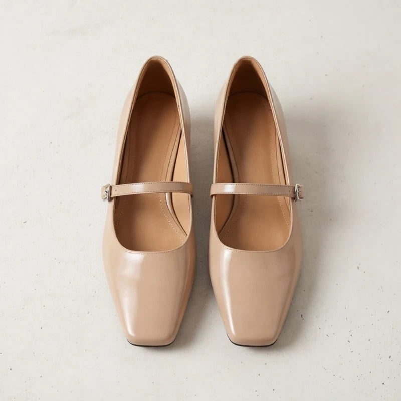Helena Genuine Leather Heels - Apricot - leather heels - Hendlys - Image 3