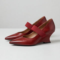 Marla Genuine Leather Heels - Maroon - women's heels - Hendlys - Image 1