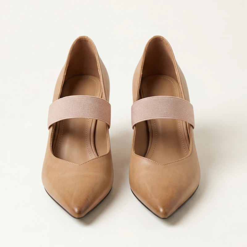 Marla Genuine Leather Heels - Apricot - women's heels - Hendlys - Image 1
