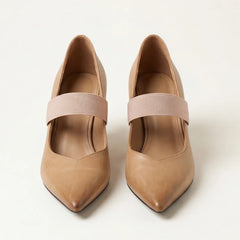 Marla Genuine Leather Heels - Apricot - women's heels - Hendlys - Image 1