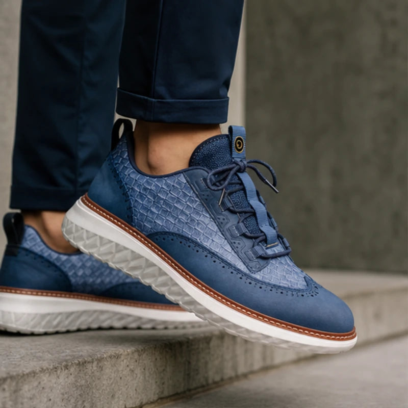 Hampton Leather Sneakers - Blue - orthopedic insole - Hendlys - Image 5