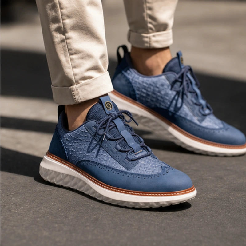 Hampton Leather Sneakers - Blue - leather sneakers - Hendlys - Image 3
