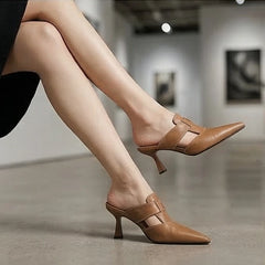 Myla Genuine Leather Pointed Toe Heels
