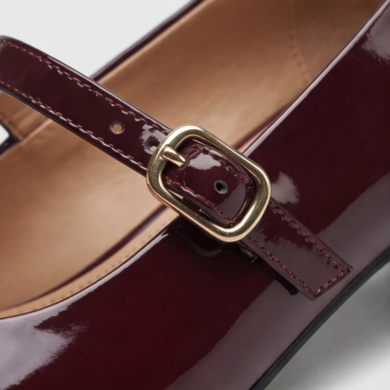 Helena Genuine Leather Heels - Maroon - women's heels - Hendlys - Image 2