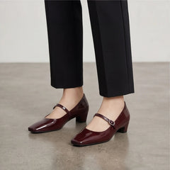 Helena Genuine Leather Heels - Maroon - leather heels - Hendlys - Image 3