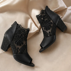 Helena Laceform Heels - Black - block heels - Hendlys - Image 3