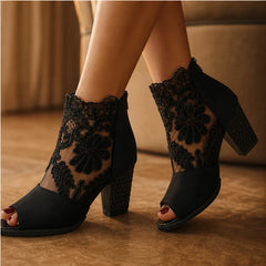 Helena Laceform Heels - Black - open toe heels - Hendlys - Image 5