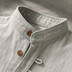 Yoake Mandarin Collar Shirt - Gray - mandarin collar - Hendlys - Image 3