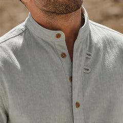 Yoake Mandarin Collar Shirt - Gray - lightweight shirt - Hendlys - Image 7