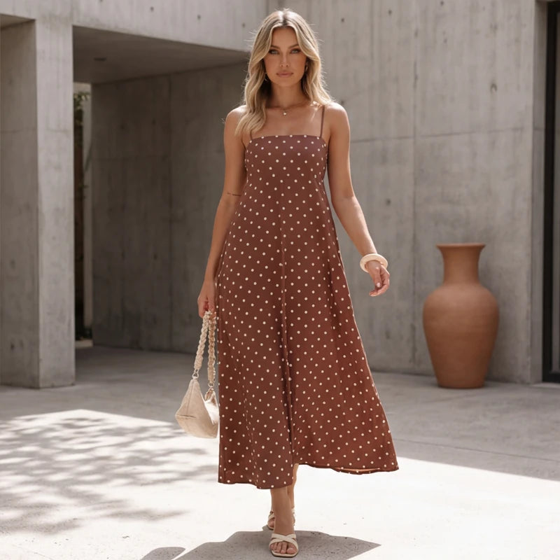 Salento Polka Dot Dress - Brown - women's dress - Hendlys - Image 1