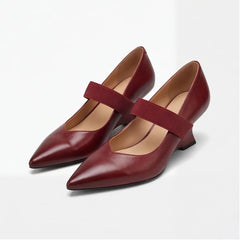 Marla Genuine Leather Heels - Maroon - women's heels - Hendlys - Image 2