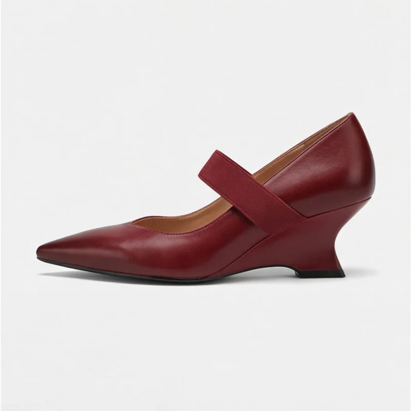 Marla Genuine Leather Heels - Maroon - leather heels - Hendlys - Image 3