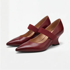 Marla Genuine Leather Heels - Maroon - wedge heels - Hendlys - Image 4