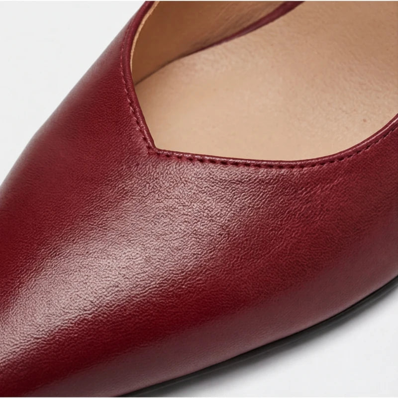 Marla Genuine Leather Heels - Maroon - genuine leather - Hendlys - Image 5