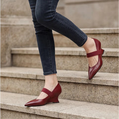 Marla Genuine Leather Heels - Maroon - elastic strap - Hendlys - Image 7