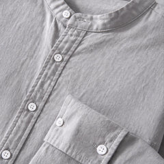 Amalfi Linen Mandarin Collar Shirt - Gray - linen shirt - Hendlys - Image 3