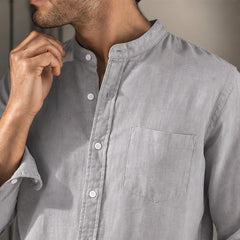 Amalfi Linen Mandarin Collar Shirt - Gray - spring shirt - Hendlys - Image 7