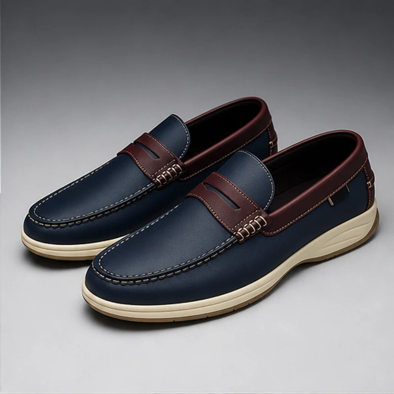 Ravello Pebbled Leather Loafer - Blue - men's loafers - Hendlys - Image 2