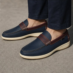 Ravello Pebbled Leather Loafer - Blue - leather loafer - Hendlys - Image 3