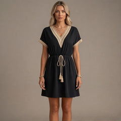 Comporta Lace Midi Dress - Black - women's dress - Hendlys - Image 1
