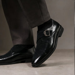 Stonebridge Suede Monk Shoe - Charcoal - monk strap - Hendlys - Image 3