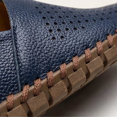 Sartoria Italia Loafers - Navy - perforated loafers - Hendlys - Image 4