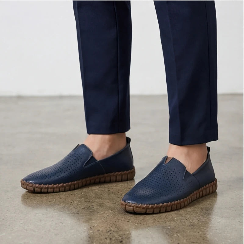 Sartoria Italia Loafers - Navy - cushioned footbed - Hendlys - Image 6