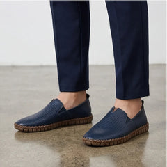 Sartoria Italia Loafers - Navy - cushioned footbed - Hendlys - Image 6