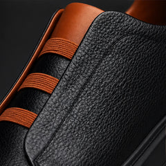 Vantinio Genuine Leather Sneakers - Black Brown - mens sneakers - Hendlys - Image 2